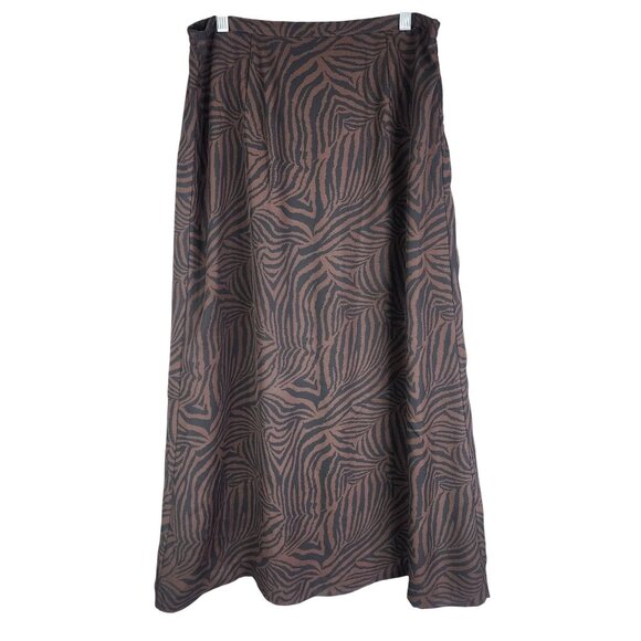 Womens Stonebridge Brown & Black Zebra Print Midi Skirt Polyester Size L - Picture 1 of 9